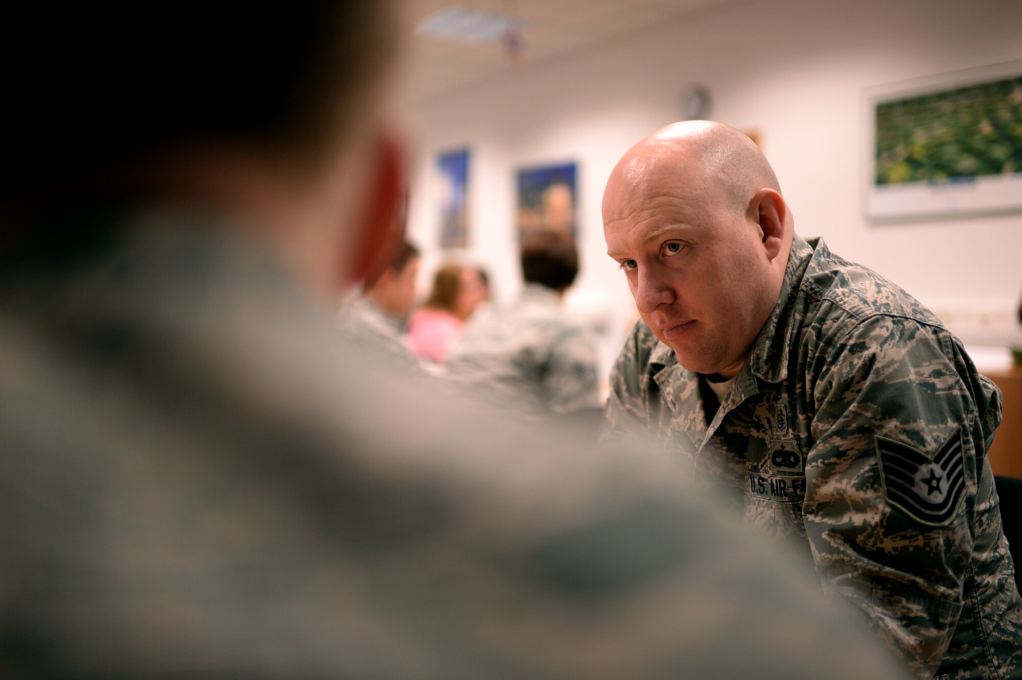 Airmen participate in a Four Lenses personality assessment Jan. 14, 2015, in the 52nd Force Support Squadron's Airman and Family Readiness Center at Spangdahlem Air Base, Germany. The assessment is one of many classes the A&FRC provide monthly as part of a Healthy Relationship Series, a program designed to improve relationships and foster better interpersonal communication skills. (U.S. Air Force photo by Staff Sgt. Daryl Knee/Released)