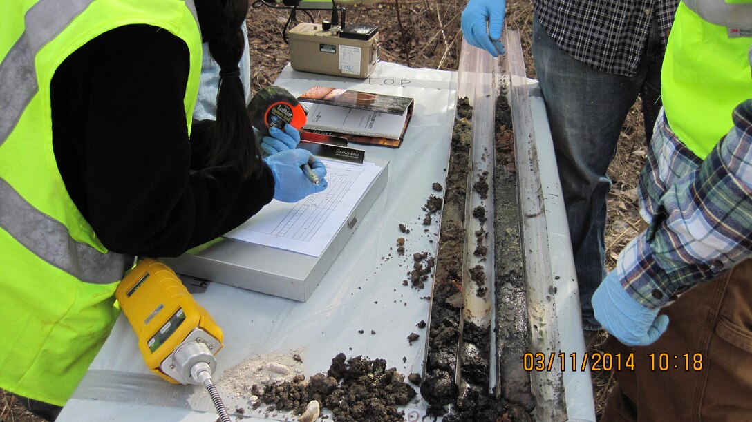 Crews examine soil samples at the former Frankford Arsenal. 