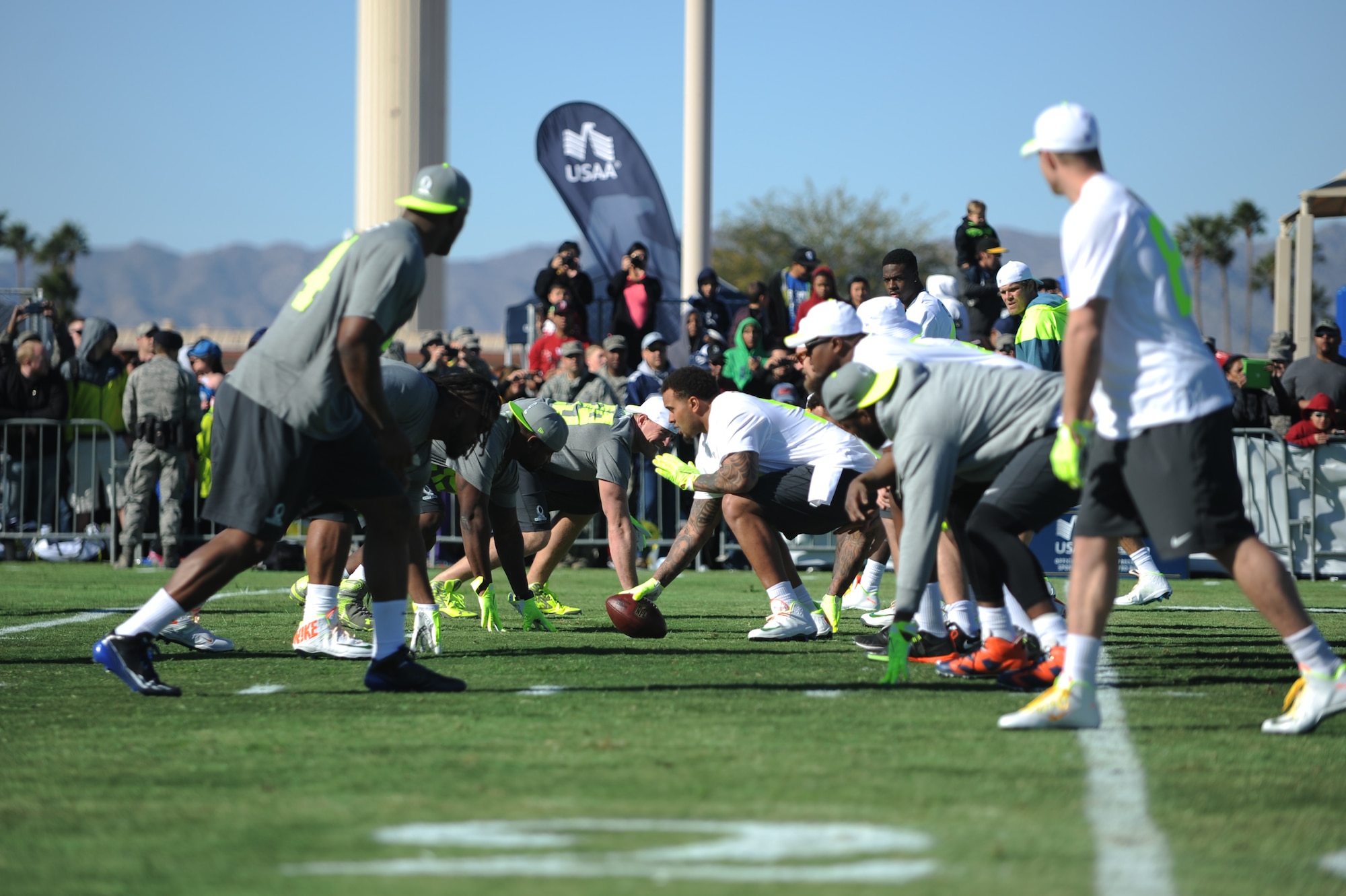 Pro Bowl Team Carter conducts a practice at Luke Air Force Base, Arizona, Jan. 22, 2015. The Pro Bowl will be at the University of Phoenix stadium in Westgate, Sunday at 6 pm. (U.S. Air Force photo by Staff Sgt. Staci Miller)