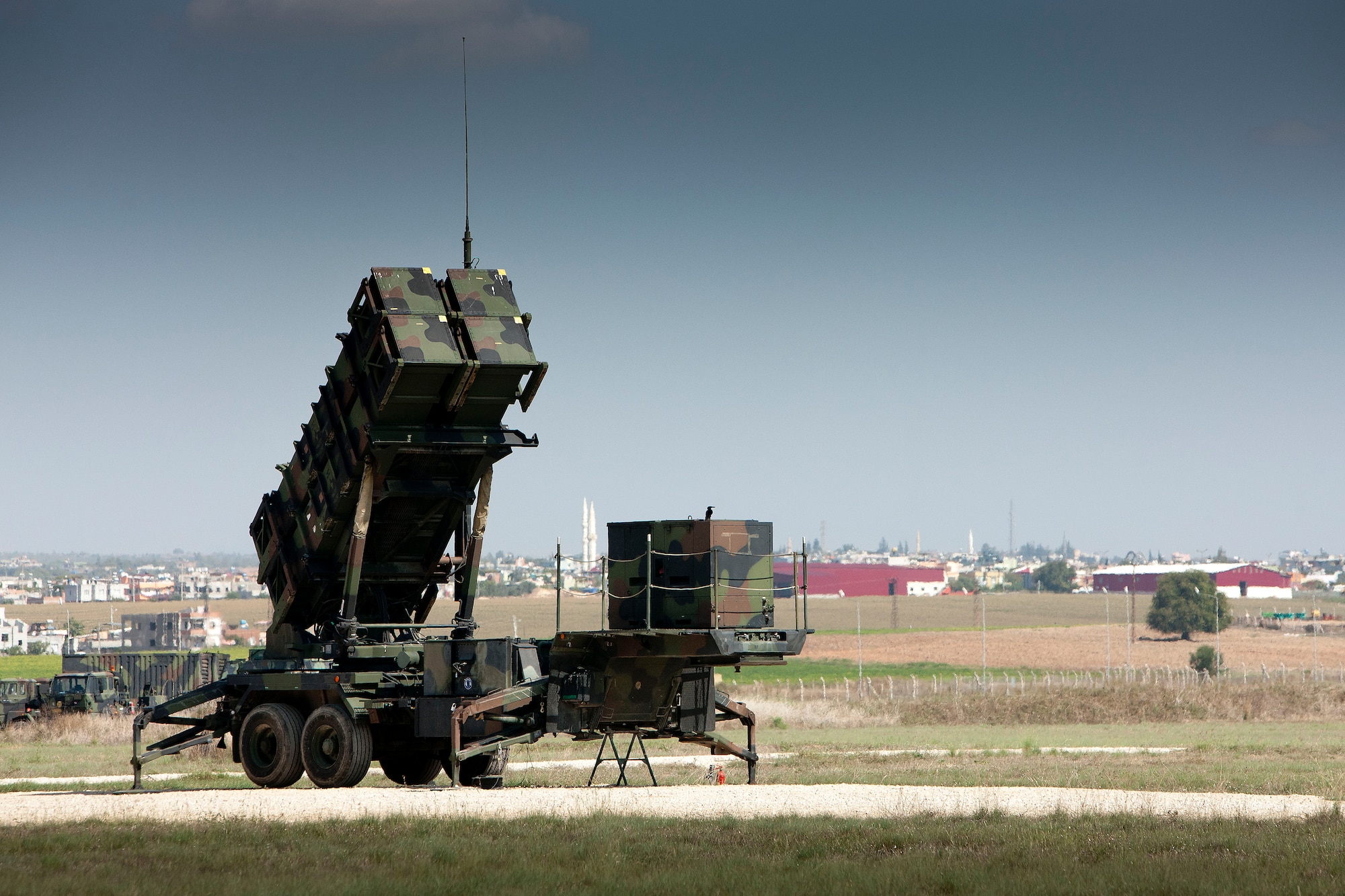 A Patriot missile sits at the ready Sept. 26, 2013, at Incirlik Air Base, Turkey. The Royal Netherlands army and air forces provided support to the ongoing NATO mission Operation Active Fence by maintaining two Patriot batteries in Turkey. (Courtesy Photo) 