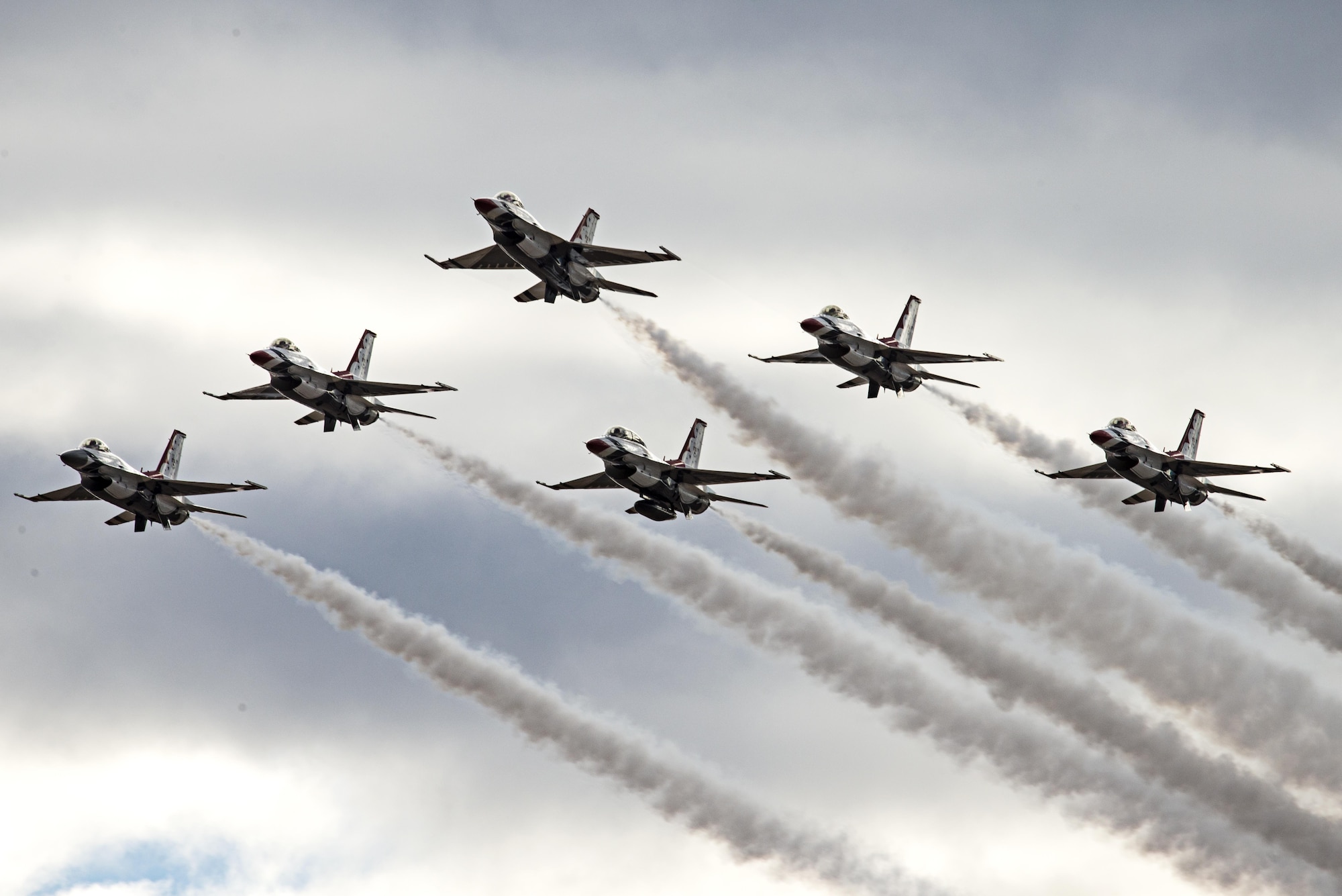 The Thunderbirds Delta Formation returns from a training sortie Jan. 13, 2015,  at Nellis Air Force Base, Nev. The training flight was the first Delta Formation flight of 2015. (U.S. Air Force photo/Tech. Sgt. Manuel J. Martinez)