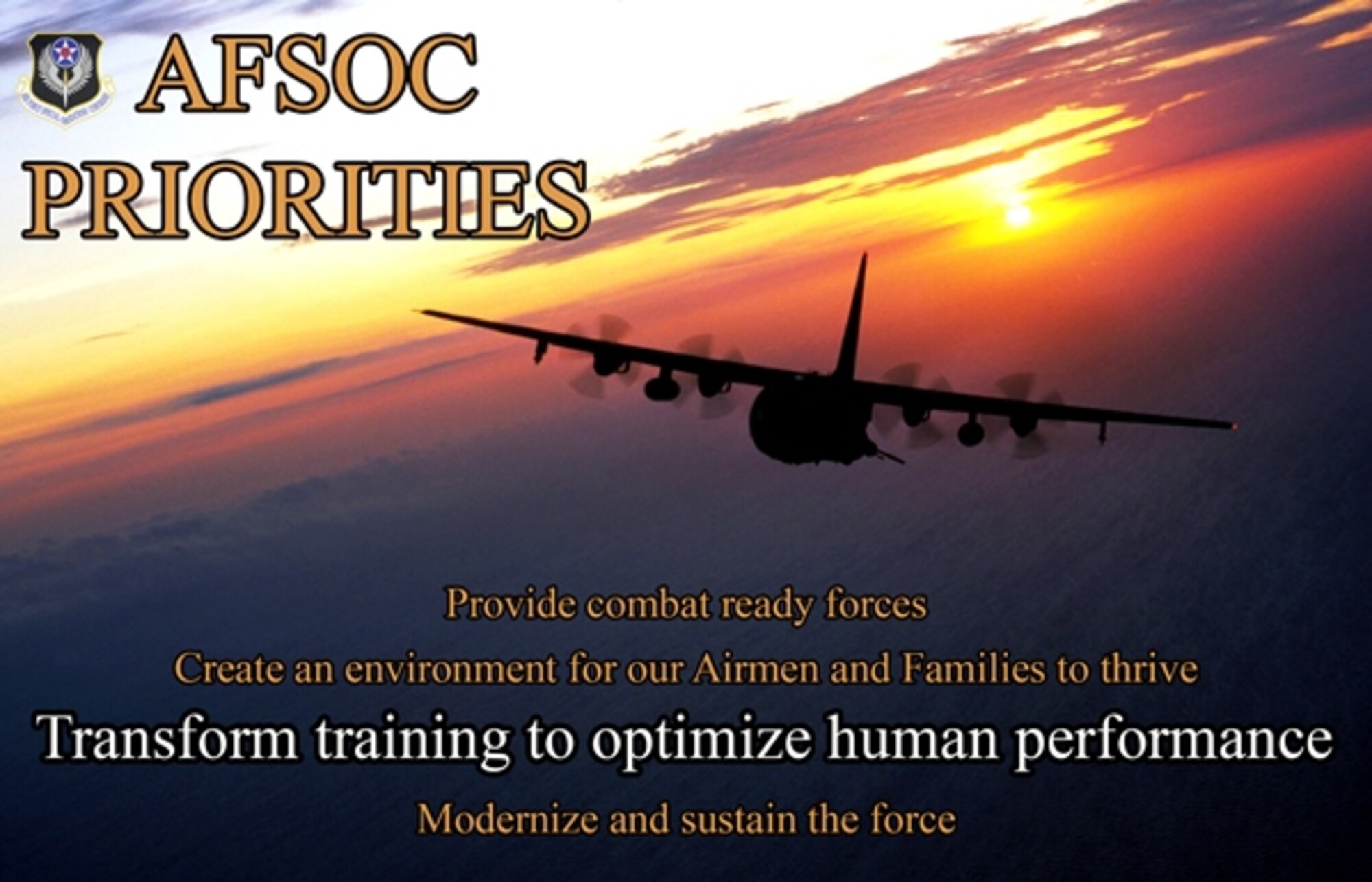 AFSOC Priorities 3- Transform training to optimize human performance