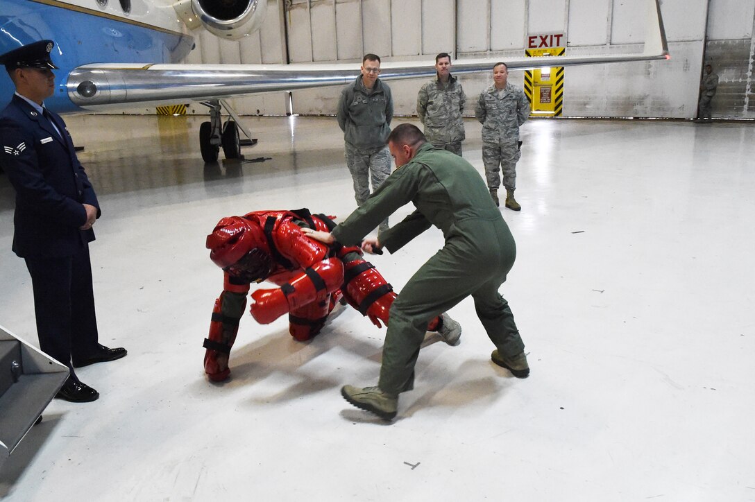 Commander-in-Chief’s Installation Excellence Award evaluators observe a demonstration by the 811th Security Forces Squadron Phoenix Ravens section on Joint Base Andrews, Md., Jan. 13, 2015. (U.S. Air Force photo/Airman 1st Class Joshua R. M. Dewberry)