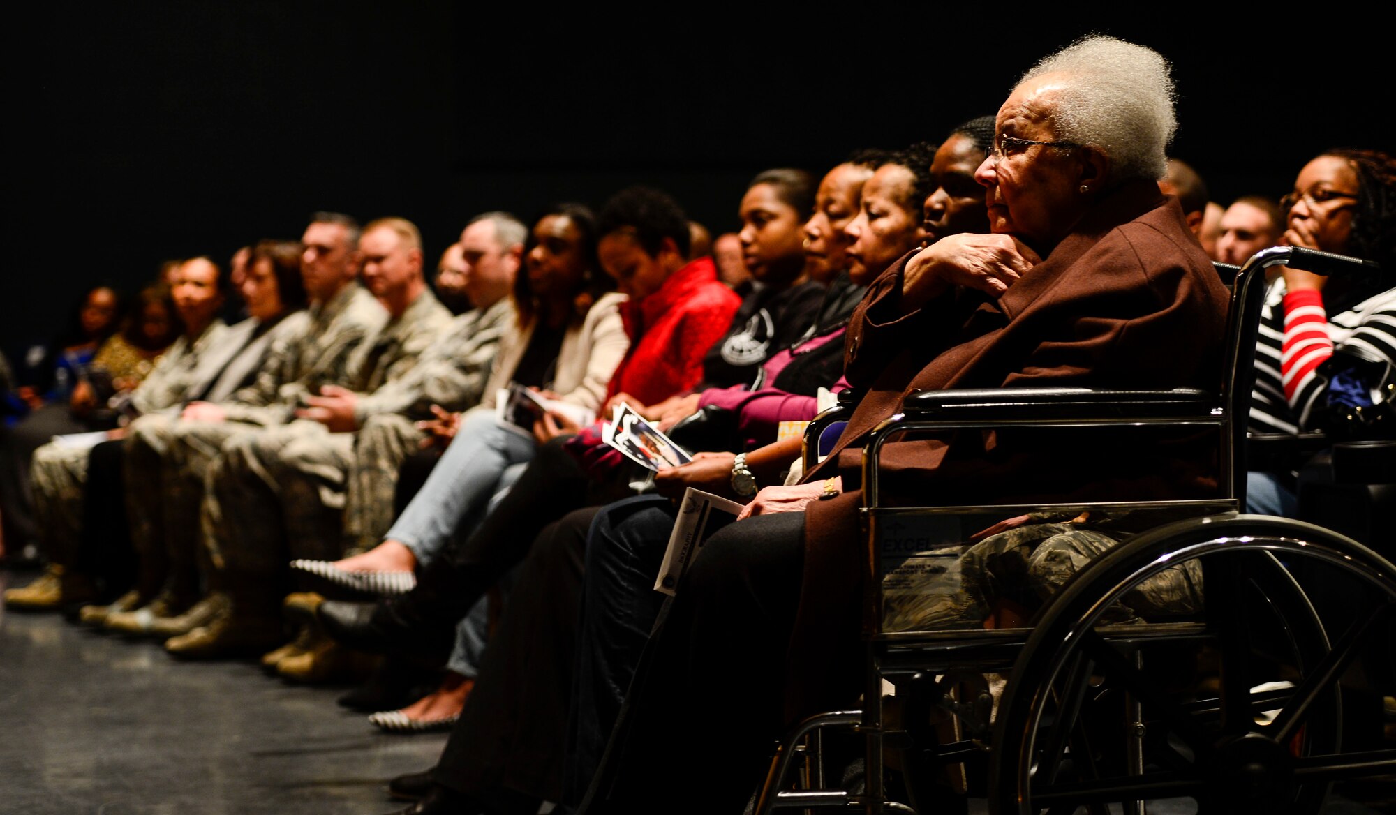 The family of U.S. Air Force Senior Airman Andre Jackson attends his memorial ceremony at Langley Air Force Base, Va., Jan. 16, 2015. Jackson was a native of North Richland Hills, Texas, and passed away Dec. 18, 2014. (U.S. Air Force photo by Senior Airman Kayla Newman/Released) 