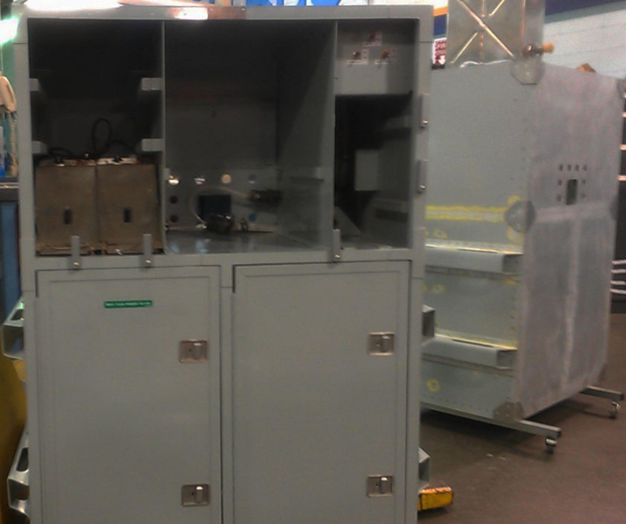 A new galley manufactured is featured at the Aircraft Structural Maintenance Shop at McConnell Air Force Base, Kan., July 2014.  Reservists working within the Metals Tech Shop completed these two upgraded galleys in the past eighteen months and are currently working on three more.  (Courtesy photo)