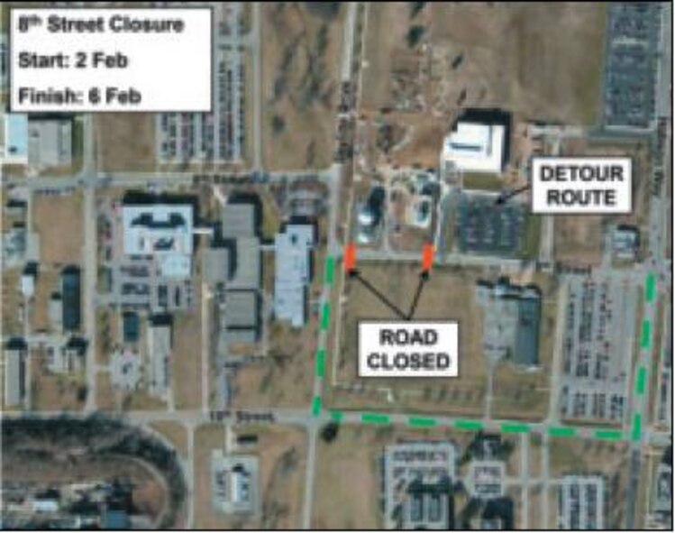 8th St. Closure - Closures will take place over 3 weeks in Feburary