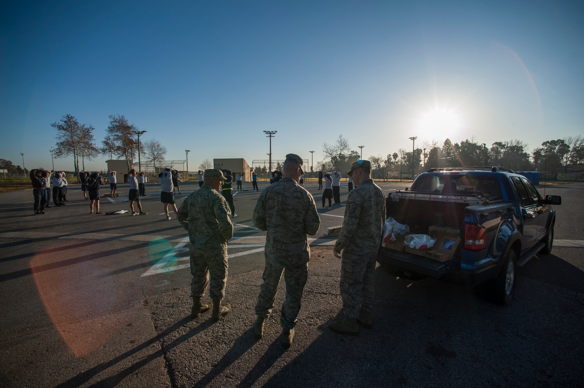 Master Sgt. Andrew Flora, 39th Logistics Readiness Squadron first sergeant, Master Sgt. Jason Chiasson, 728th Air Mobility Squadron first sergeant and Master Sgt. Duane Nastav, 39th Communications Squadron first sergeant, prepare hot chocolate and cookies for Airmen from the 728th Air Mobility Squadron during a random acts of kindness event Jan. 23, 2015, at Incirlik Air Base, Turkey. Throughout the morning, first sergeants and base chapel members surprised Incirlik Airmen at their units with hot chocolate and cookies. (U.S. Air Force photo by Airman Cory W. Bush/Released)