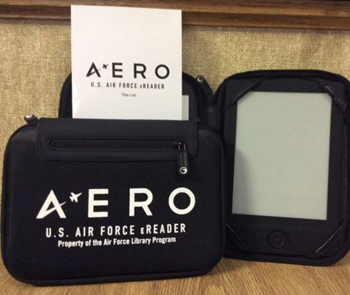 The Kadena Air Base library recently received 10 AERO U.S. Air Force eReader tablets as part of an Air Force test program to evaluate the usage and demand for electronic readers by Air Force members. Each eReader comes preloaded with 200 titles from different genres such as science fiction, classics, business, history. (Courtesy Photo) 
