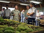 SCHOFIELD BARRACKS, HAWAII (Jan. 23, 2015) - 1st Lt Peter Dierkes, jungle operation platoon leader, Lightning Academy/Jungle Operations Training Center (JOTC), briefs Singaporean Chief of Defense Force Lt. Gen Chee Meng on the layout and training opportunities offered at the JOTC.  