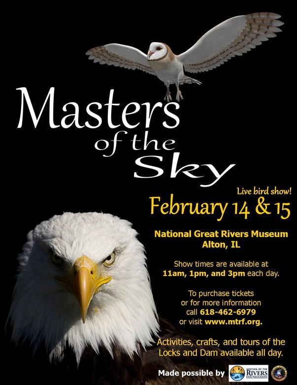 Tickets are now on sale for the annual Masters of the Sky event at the National Great Rivers Museum in Alton, IL. The two-day eagle extravaganza will be held on February 14 and 15, 2015. Each year, this event promises to amazing and entertain audiences of all ages.