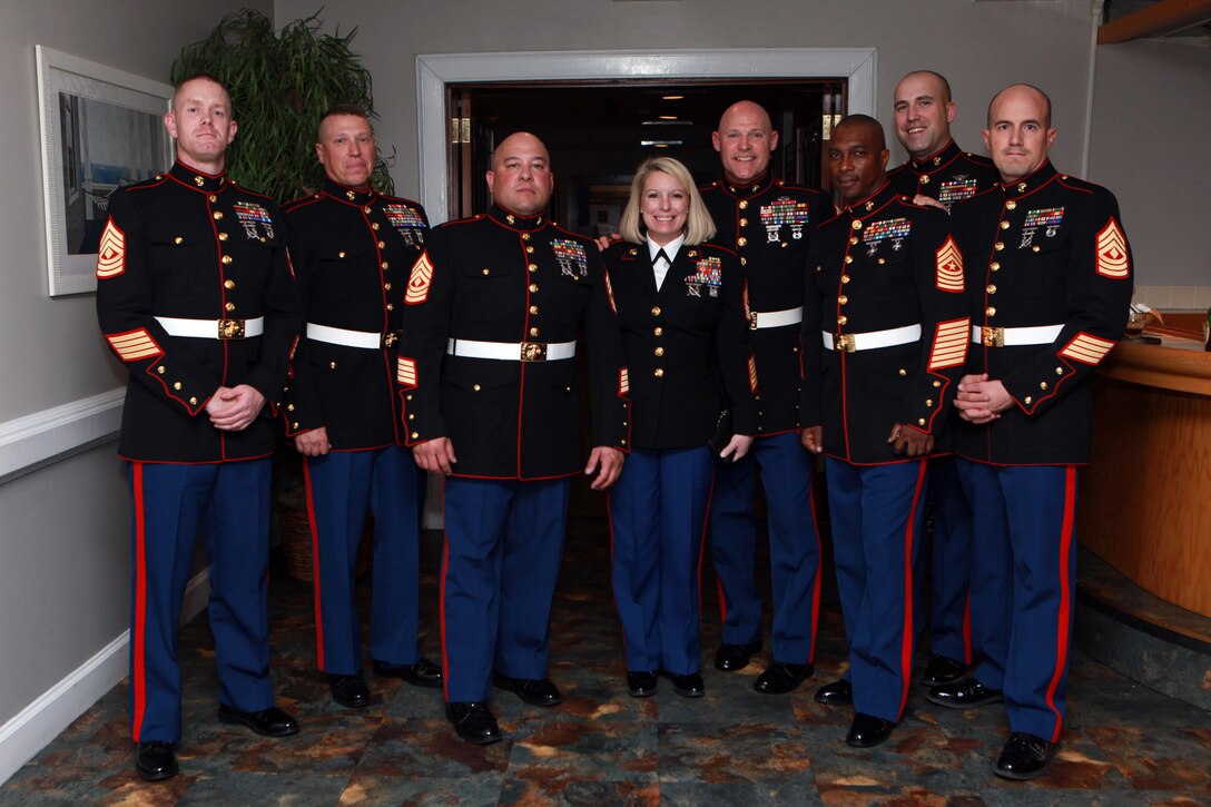 Sgt. Maj. Micheal P. Barrett, the 17th Sergeant Major of the Marine Corps, attends the Marine Corps Installations East, Headquarters and Service Battalion Non-commissioned Officer’s Mess Night at the Ball Center in Camp Lejeune, N.C., Jan. 22, 2015. (U.S. Marine Corps photo by Sgt. Marionne T. Mangrum)