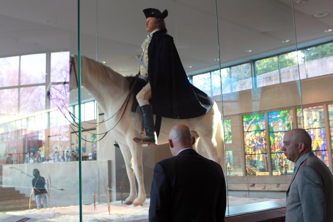 Sgt. Maj. Micheal P. Barrett, the 17th Sergeant Major of the Marine Corps, participates in the National Capital Region Religious Program Specialist 36th Anniversary Celebration with a tour of George Washington’s Mount Vernon followed by a cake cutting ceremony in Mount Vernon, Va., Jan. 16, 2015. (U.S. Marine Corps photo by Sgt. Marionne T. Mangrum)