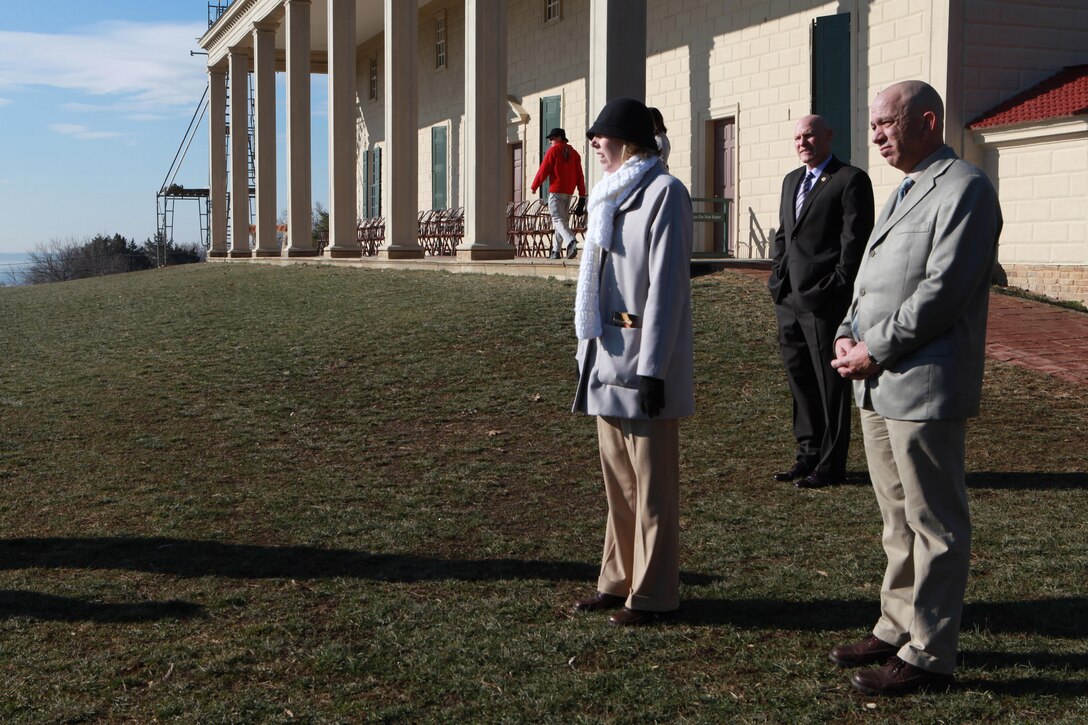 Sgt. Maj. Micheal P. Barrett, the 17th Sergeant Major of the Marine Corps, participates in the National Capital Region Religious Program Specialist 36th Anniversary Celebration with a tour of George Washington’s Mount Vernon followed by a cake cutting ceremony in Mount Vernon, Va., Jan. 16, 2015. (U.S. Marine Corps photo by Sgt. Marionne T. Mangrum)