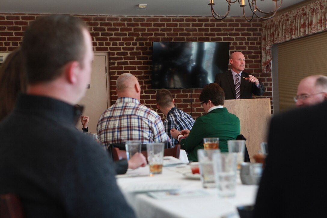 Sgt. Maj. Micheal P. Barrett, the 17th Sergeant Major of the Marine Corps, participates in the National Capital Region Religious Program Specialist 36th Anniversary Celebration with a tour of George Washington’s Mount Vernon followed by a cake cutting ceremony in Mount Vernon, Va., Jan. 16, 2015. (U.S. Marine Corps photo by Sgt. Marionne T. Mangrum)