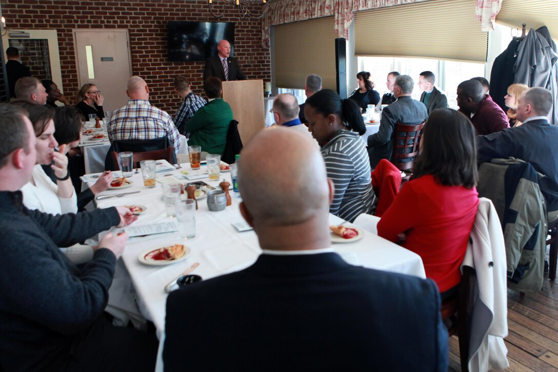 Sgt. Maj. Micheal P. Barrett, the 17th Sergeant Major of the Marine Corps, participates in the National Capital Region Religious Program Specialist 36th Anniversary Celebration with a tour of George Washington’s Mount Vernon followed by a cake cutting ceremony in Mount Vernon, Va., Jan. 16, 2015. (U.S. Marine Corps photo by Sgt. Marionne T. Mangrum)