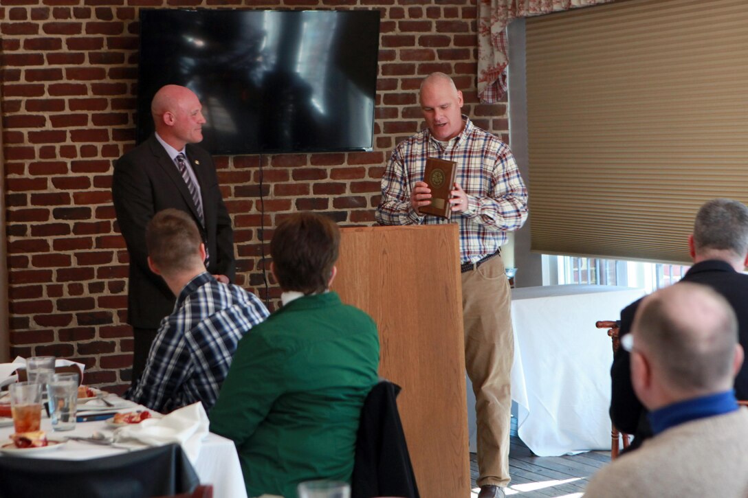 Sgt. Maj. Micheal P. Barrett, the 17th Sergeant Major of the Marine Corps, participates in the National Capital Region Religious Program Specialist 36th Anniversary Celebration with a tour of George Washington’s Mount Vernon followed by a cake cutting ceremony in Mount Vernon, Va., Jan. 16, 2015. (U.S. Marine Corps photo by Sgt. Marionne T. Mangrum)