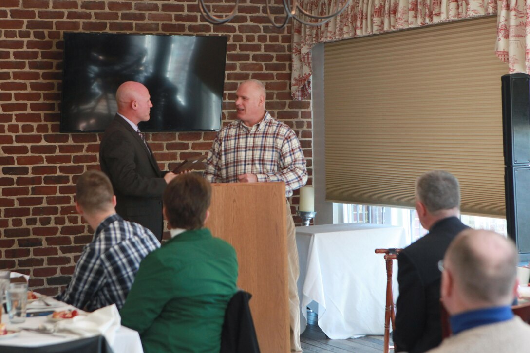 Sgt. Maj. Micheal P. Barrett, the 17th Sergeant Major of the Marine Corps, participates in the National Capital Region Religious Program Specialist 36th Anniversary Celebration with a tour of George Washington’s Mount Vernon followed by a cake cutting ceremony in Mount Vernon, Va., Jan. 16, 2015. (U.S. Marine Corps photo by Sgt. Marionne T. Mangrum)