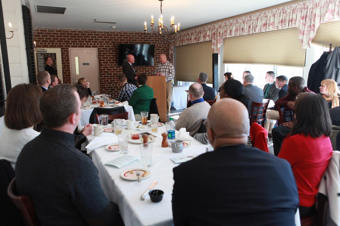Sgt. Maj. Micheal P. Barrett, the 17th Sergeant Major of the Marine Corps, participates in the National Capital Region Religious Program Specialist 36th Anniversary Celebration with a tour of George Washington’s Mount Vernon followed by a cake cutting ceremony in Mount Vernon, Va., Jan. 16, 2015. (U.S. Marine Corps photo by Sgt. Marionne T. Mangrum)