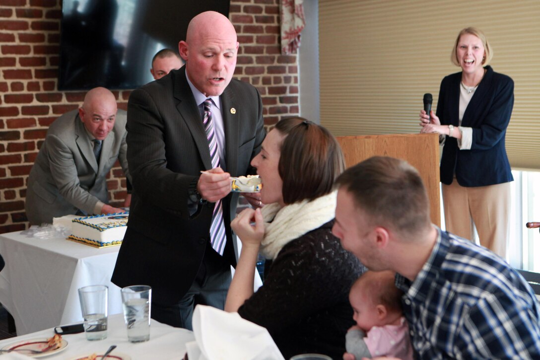 Sgt. Maj. Micheal P. Barrett, the 17th Sergeant Major of the Marine Corps, participates in the National Capital Region Religious Program Specialist 36th Anniversary Celebration with a tour of George Washington’s Mount Vernon followed by a cake cutting ceremony in Mount Vernon, Va., Jan. 16, 2015. (U.S. Marine Corps photo by Sgt. Marionne T. Mangrum)
