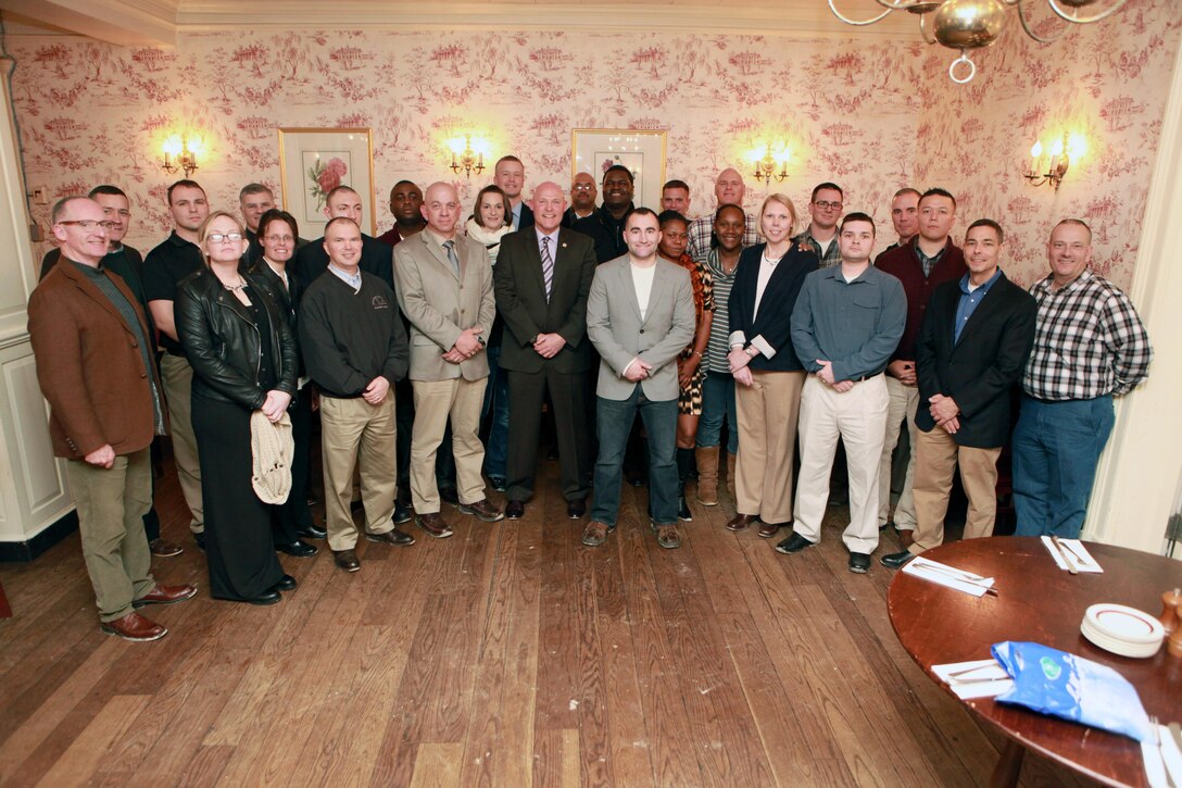 Sgt. Maj. Micheal P. Barrett, the 17th Sergeant Major of the Marine Corps, participates in the National Capital Region Religious Program Specialist 36th Anniversary Celebration with a tour of George Washington’s Mount Vernon followed by a cake cutting ceremony in Mount Vernon, Va., Jan. 16, 2015. (U.S. Marine Corps photo by Sgt. Marionne T. Mangrum)