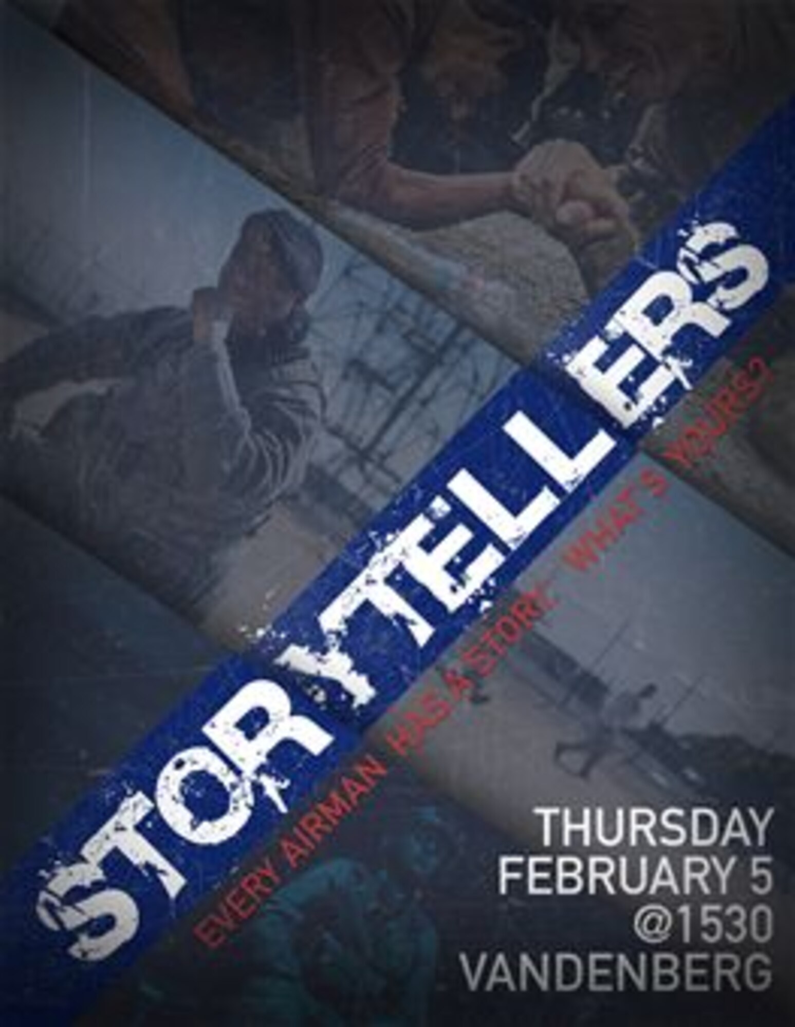 The Air Force Storytellers program will be making an appearance at Keesler Feb. 5, at 3:30 p.m. at the Vandenberg Community Center. Four Keesler noncommissioned officers will be sharing their stories of struggle, resilience and triumph during their personal and professional lives.