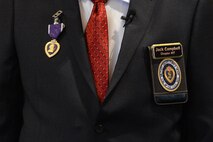 Staff Sgt. John Campbell, Air Force veteran, receives the Purple Heart Jan. 25, 2015 at American Lake Chapel, Tacoma, Wash. Campbell was wounded by a rocket attack in Laos Jan. 1, 1970.  (U.S. Air Force photo\ Staff Sgt. Tim Chacon)