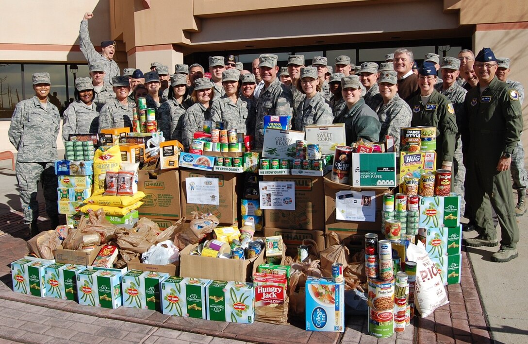 The Air Force Inspection Agency continued its annual food drive tradition, raising more than 2,400 pounds of non-perishable goods for the Airman & Family Readiness Center's food locker, supporting Team Kirtland families. (Courtesy photo)