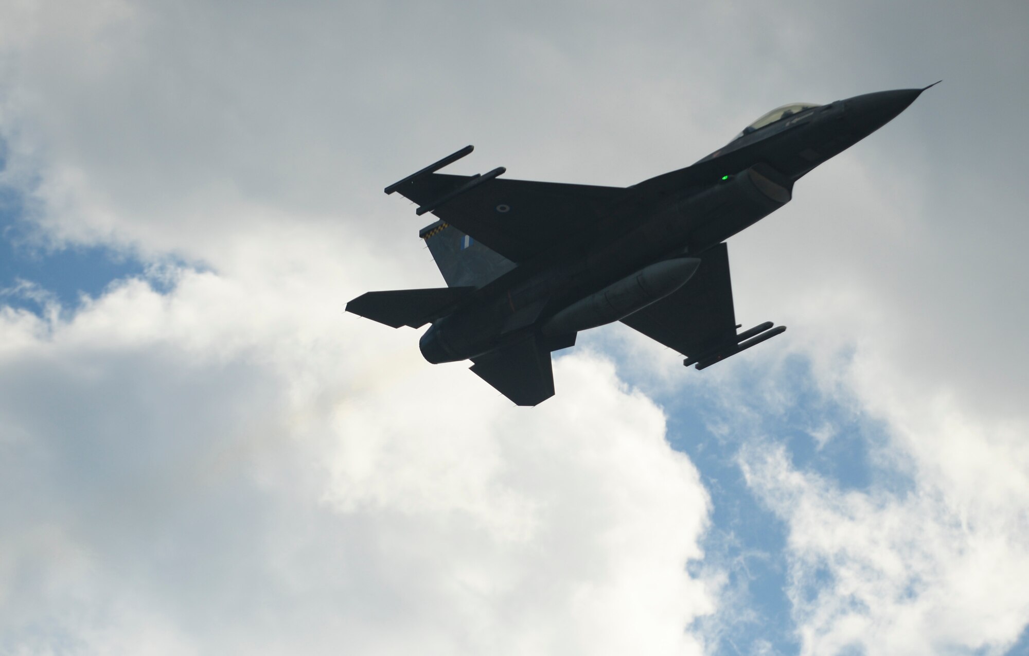 A Hellenic air force F-16 Fighting Falcon fighter aircraft from the 340th Fighter Squadron takes off January 26, 2015, from the flightline at Souda Bay, Greece. The aircraft, assigned to the Greek air force's 115th Combat Wing, participated in a flying training deployment along with the U.S. Air Force's 480th Expeditionary Fighter Squadron from Spangdahlem Air Base, Germany. (U.S. Air Force photo/Staff Sgt. Joe W. McFadden)