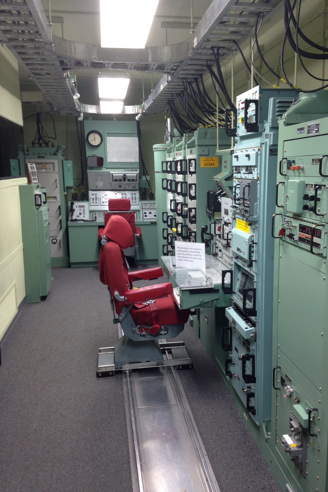 PETERSON AIR FORCE BASE, Colo. -- The Peterson Air and Space Museum houses many artifacts from the Cold War, among them a mission procedure trainer. The simulator provided training for two-person crews who acted as a launch control center for up to 10 Peacekeeper Intercontinental Ballistic Missiles. (U.S. Air Force photo by Dave Smith)