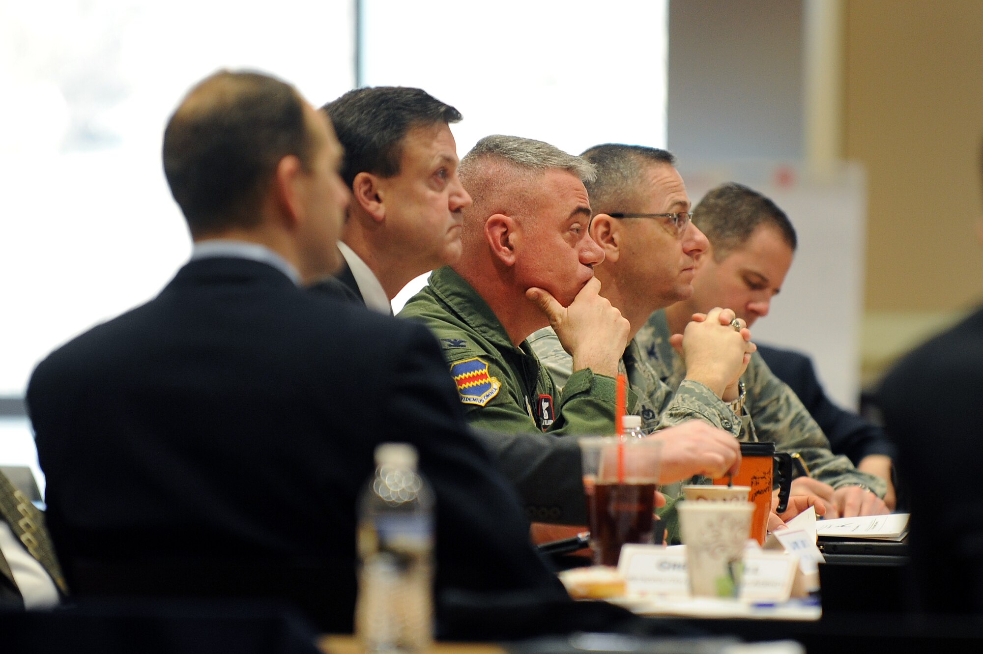 Members of Team Offutt and the local community met for a final planning meeting of the Air Force Community Partnership Initiative at Bellevue University’s John B. Muller Administrative Services Building Jan. 21. The initiative is designed to identify and develop mutually beneficial partnerships between Air Force instillations and surrounding communities. (U.S. Air Force photo by Josh Plueger/Released)