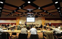 Members of Team Offutt and the local community recently met for a final planning meeting of the Air Force Community Partnership Initiative at Bellevue University’s John B. Muller Administrative Services Building Jan. 21. The initiative is designed to identify and develop mutually beneficial partnerships between Air Force instillations and surrounding communities. (U.S. Air Force photo by Josh Plueger/Released)