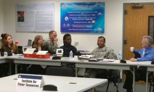 LTG Bostick at lunch getting to know IWR’s newest employees.  IWR Director Robert Pietrowsky (right) attended as well.