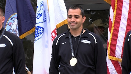 Spc. Shawn Porter of the Texas Army National Guard won a gold medal in the
10-meter air rifle standing/non supported event during the inaugural Warrior
Games held in Colorado Springs, Colo., May 13, 2010. Porter is assigned to
the 136th Military Police Battalion in Tyler, Texas.