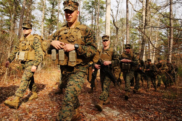 Marines with Marine Wings Support Squadron 274 conducted a three-mile conditioning hike at Marine Corps Air Station Cherry Point, N.C., Jan. 26, 2015. The hike is part of a readiness initiative across all elements of II Marine Expeditionary Force, including 2nd Marine Aircraft Wing. More than 50 Marines participated in the hike.