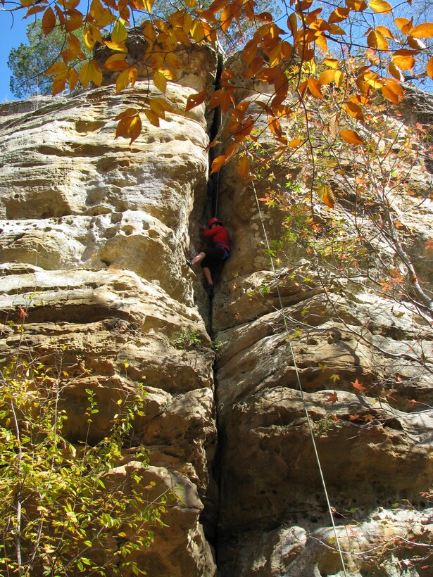 The rock climbing and camping trip is one of many adventures the Scott Air Force Base Outdoor Recreation's Single Airman's Initiative program hosts. (Courtesy photo) 