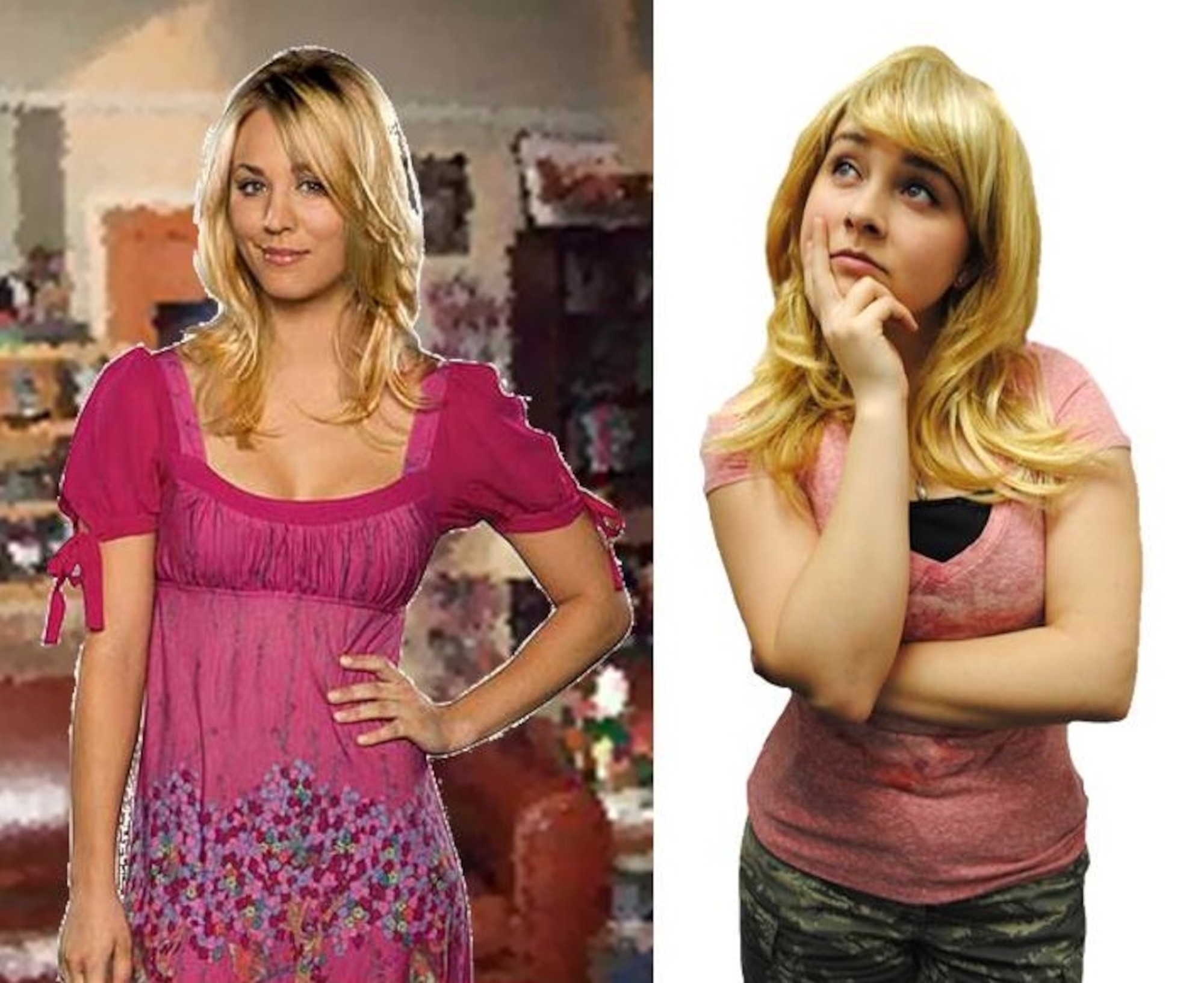 Airman 1st Class Madison Sylvester from the 319th Air Base Wing Public Affairs Office poses as Penny from the Big Bang Theory TV show, Jan. 28, 2015, at Grand forks Air Force Base, N.D. She was one of four Airmen to pose as a lookalike model of characters of the sitcom. “Air Force Liquid Television” is a series of articles examining the facts of drinking and driving. The second story of the series is inspired in part by the Big Bang Theory, CBS network’s popular American comedy TV show. The second story in the series is titled, “The Big Bang Theory Explanation of: Why do drunk drivers get drunk in the first place?”(Opposing image courtesy of CBS) (U.S. Air Force photo illustration/Staff Sgt. Luis Loza Gutierrez)