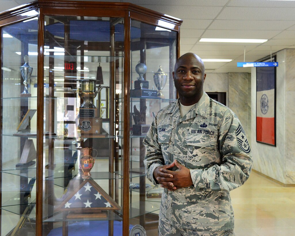 Chief Master Sgt. Vegas Clark is the Command Chief of the 39th Air Base Wing. Clark is the principal senior leader to all enlisted U.S. Air Force personnel assigned to Incirlik Air Base and advisor to the wing commander. (U.S. Air Force photo by Staff Sgt. Eboni Reams/Released)