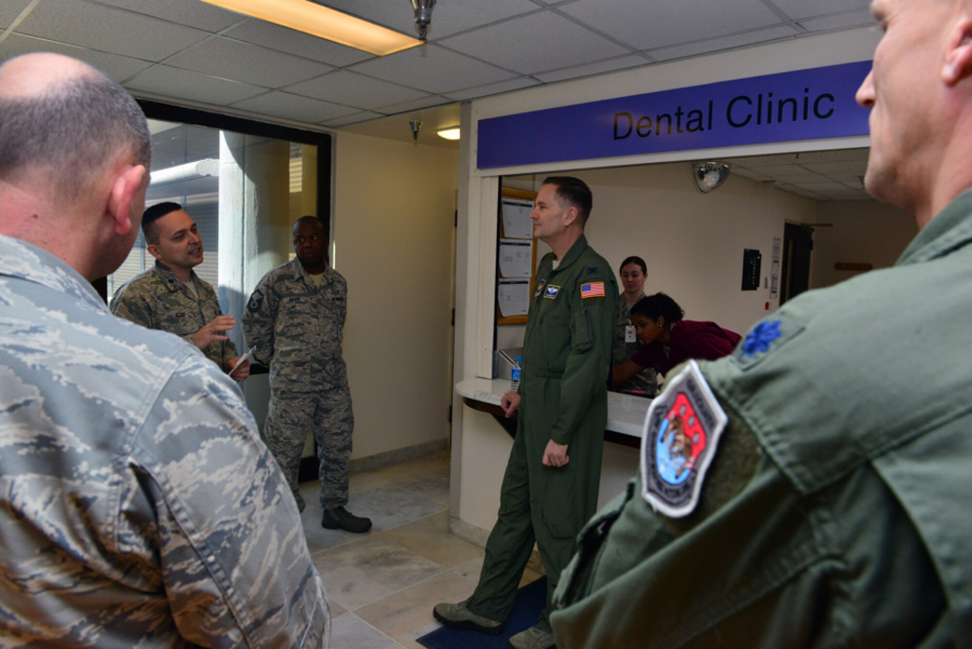 Lt. Col. Tansel Acar, 39th Medical Operations Squadron chief of dental services, briefs Col. Timothy Robinette, U. S. Air Forces in Europe and Air Forces Africa command surgeon, during a one-day 39th Medical Group visit Jan. 22, 2015, at Incirlik Air Base, Turkey. As command surgeon, Robinette is responsible for the maintenance and management of 3,100 medical personnel and $129 million in resources at ten medical treatment facilities serving 68,000 beneficiaries. (U.S. Air Force photo by Senior Airman Michael Battles/Released)