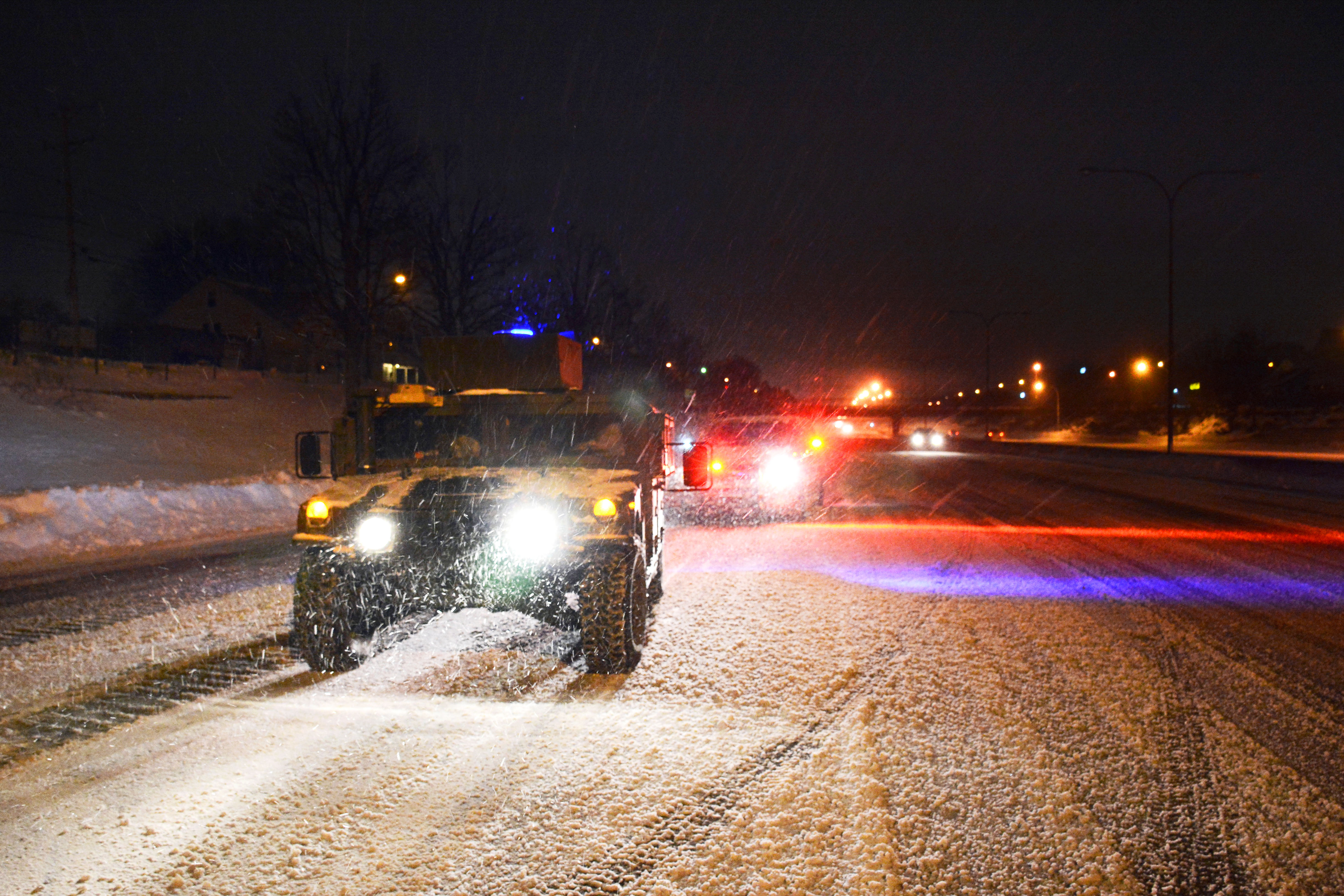 Soldiers Position Their Vehicle To Block Traffic On I 95 To Assist