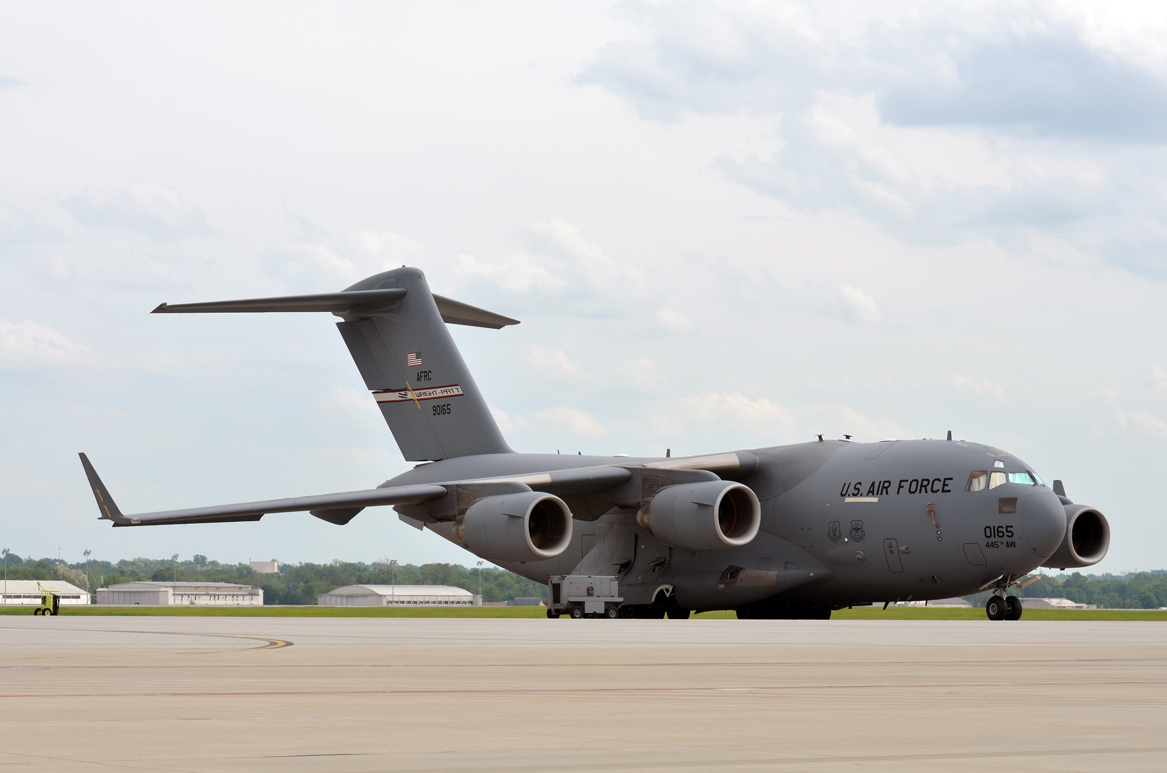 WRIGHT-PATTERSON AIR FORCE BASE, Ohio - A 445th Airlift Wing C-17 Globemaster III experienced an engine malfunction causing a rare tail pipe fire Jan. 7, 2015. The wing currently has nine C-17 Globemaster III aircraft. (U.S. Air Force photo/Staff Sgt. Mikhail Berlin)
