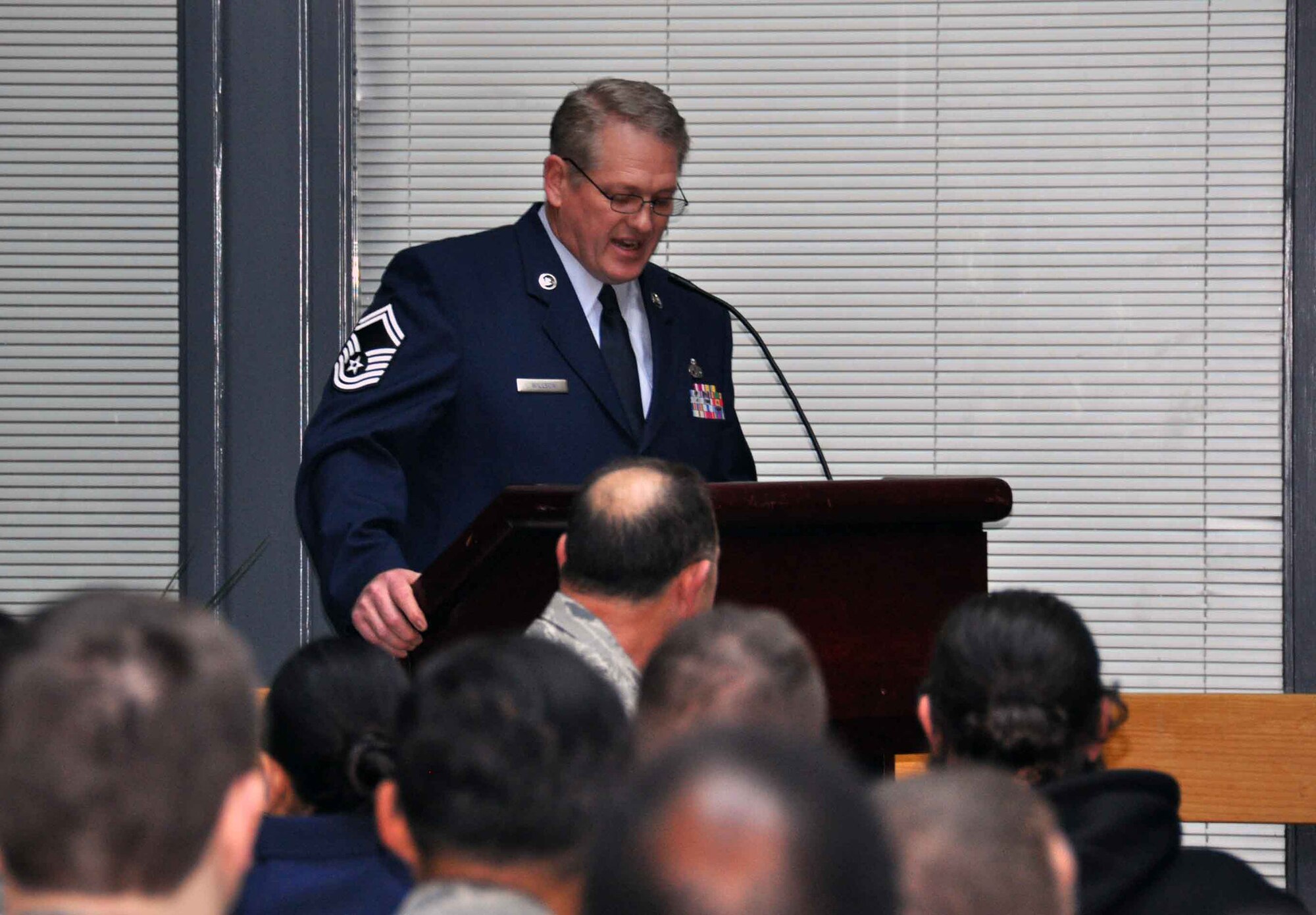 TRAVIS AIR FORCE BASE, Calif. -- Senior Master Sgt. Vicky L. Hedger, a propulsion superintendent with the 349th Maintenance Squadron, retired after almost 36 years of service, January 24, 2015. (U.S. Air Force photo/SSgt. Cindy Alejandrez) 
