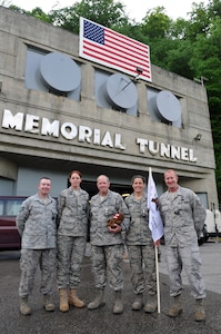 The Air National Guard Chemical, Biological, Radiological and Nuclear (CBRN) Challenge Team took first place overall in last week's Air Force-wide CBRN competition held at the Center for National Response in Charleston, W.V. Team members included from left to right: Tech Sgt. Tim Booth of the 188th Fighter Wing based in Fort Smith, Ark., Tech Sgt. Morgan Smith of the 173rd Fighter Wing based in Klamath Falls, Ore., Lt. Col. Bill Antoszewski and Tech Sgt. Ann McCormick, both of the 180th Fighter Wing based in Toledo, Ohio, and Tech Sgt. Jeff Sharpmack of the 189th Airlift Wing based in Little Rock, Ark.