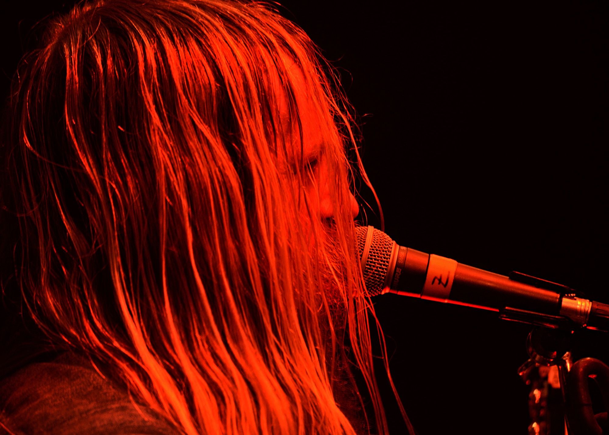 Zakk Wylde, front man to the Black Label Society, belts his electrifying lyrics to members of Team Cannon Jan. 28, 2015 at Cannon Air Force Base, N.M. The United Services Organization and Air Commandos at Cannon worked tirelessly to make this concert happen. (U.S. Air Force Photo/Airman 1st Class Chip Slack)