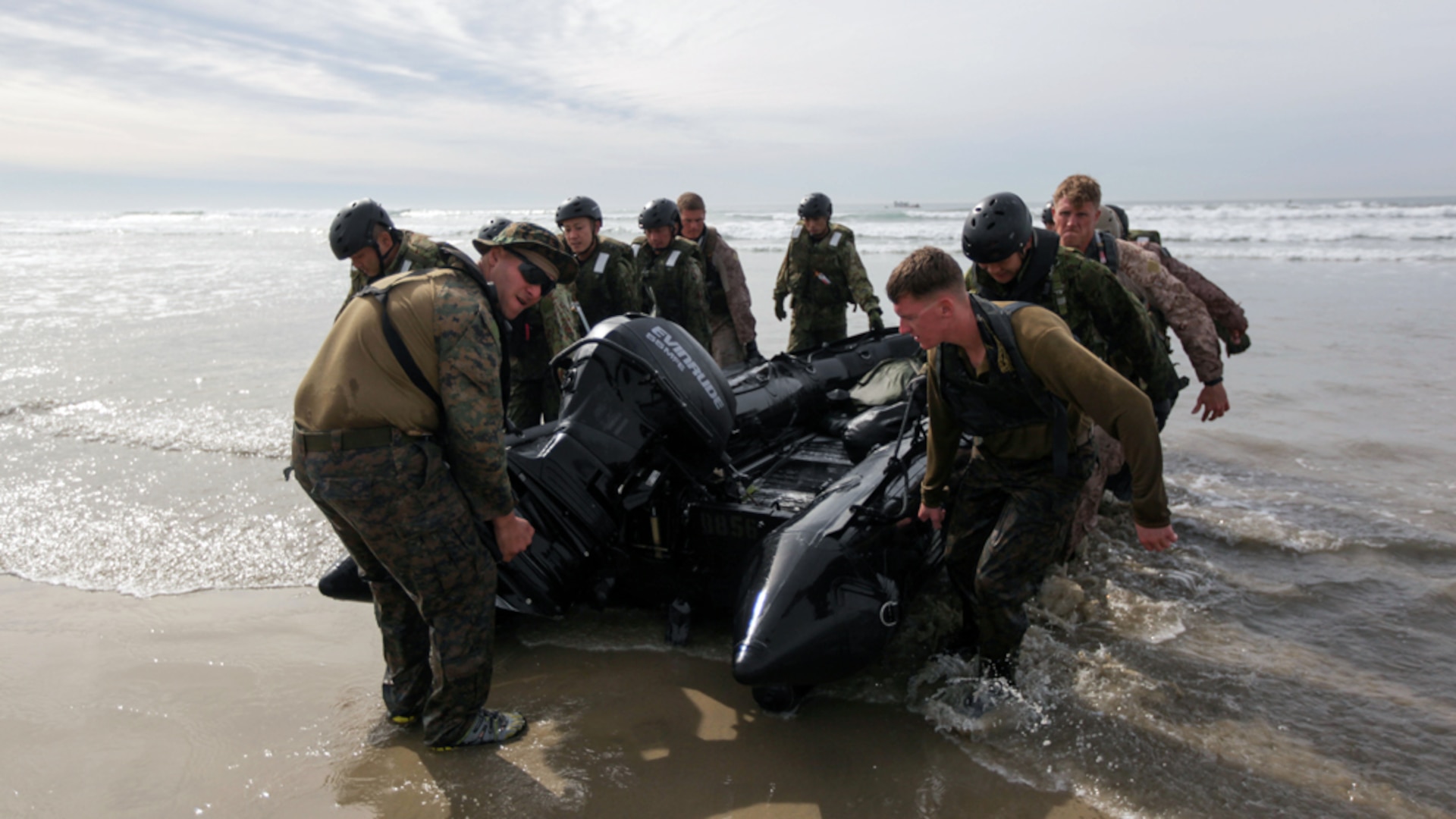 CAMP PENDLETON, California (Jan. 28, 2015) - Marines with 1st Reconnaissance Battalion, 1st Marine Division, teach Basic Maneuver Techniques for the Combat Rubber Raiding Craft to members of the Japan Ground Self-Defense Force during Exercise Iron Fist 2015 to help develop the Self-Defense Force's understanding of amphibious operations. Exercise Iron Fist 15 is an annual bilateral training exercise between U.S. and Japanese military forces that builds their combined ability to conduct amphibious and land-based contingency operations. IF15, currently in its tenth iteration, is scheduled from Jan. 26 to Feb. 27, 2015, in southern California.  150128-M-BL930-511.JPG 