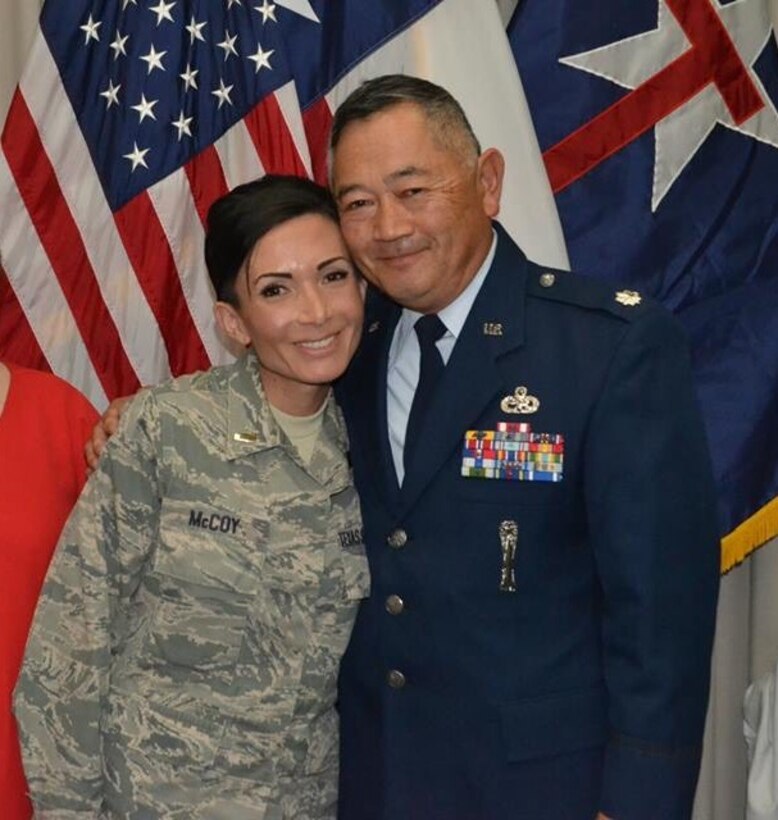 The Texas State Guard Officer Candidate School commissioned their first female officer 2Lt. Stevie L. McCoy, 482nd Air Support Group,Air Component Command Jan. 17, 2015.   McCoy joined the TXSG in 2012 as an E-6 and has been serving on State Active Duty orders for the past two years in support of the TXSG border mission. (Courtesy photo by Capt. Shawn James, 447th ASG TXSG)