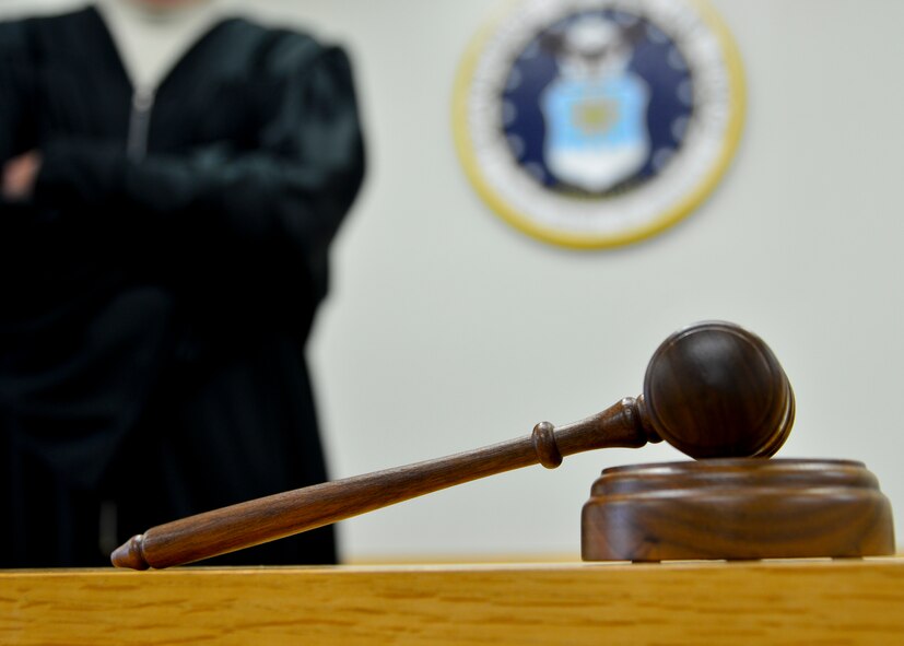 A gavel sits on display in a military courtroom Jan. 29, 2014, at Dover Air Force Base, Del. Courts-martial are held at the 436th Airlift Wing Legal Office and are open for Airmen and the public to view. (U.S. Air Force photo/Airman 1st Class William Johnson) 
