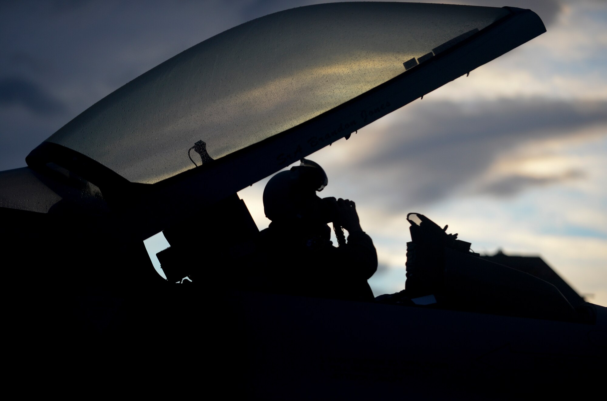 A U.S. Air Force pilot from the 480th Expeditionary Fighter Squadron prepares for flight in an F-16 Fighting Falcon fighter aircraft during a flying training deployment on the flightline at Souda Bay, Greece, Jan. 29, 2015. The aircraft conducted the training as part of the bilateral deployment between the Greek and U.S. Air Forces to develop interoperability and cohesion between the two NATO partners.(U.S. Air Force photo by Staff Sgt. Joe W. McFadden/Released)