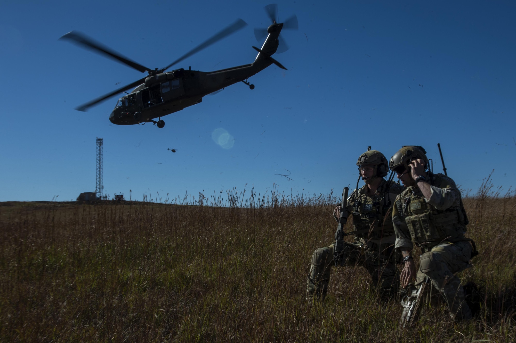 U.S. Air Force Airmen from the 17 Special Tactics Squadron out of Fort Benning, Georgia, control airspace operations, during Exercise Jaded Thunder Oct. 29, 2014 in Salina, Kansas. Joint special operations forces, including the U.S. Air Force's 17th Special Tactics Squadron, are training together in Exercise Jaded Thunder to ensure high proficiency for deployment requirements. The 17th STS of the 24th Special Operations Wing provides precision air strikes for join ground special operation forces. (U.S. Air Force photo by Senior Airman James Richardson)(Not Reviewed)