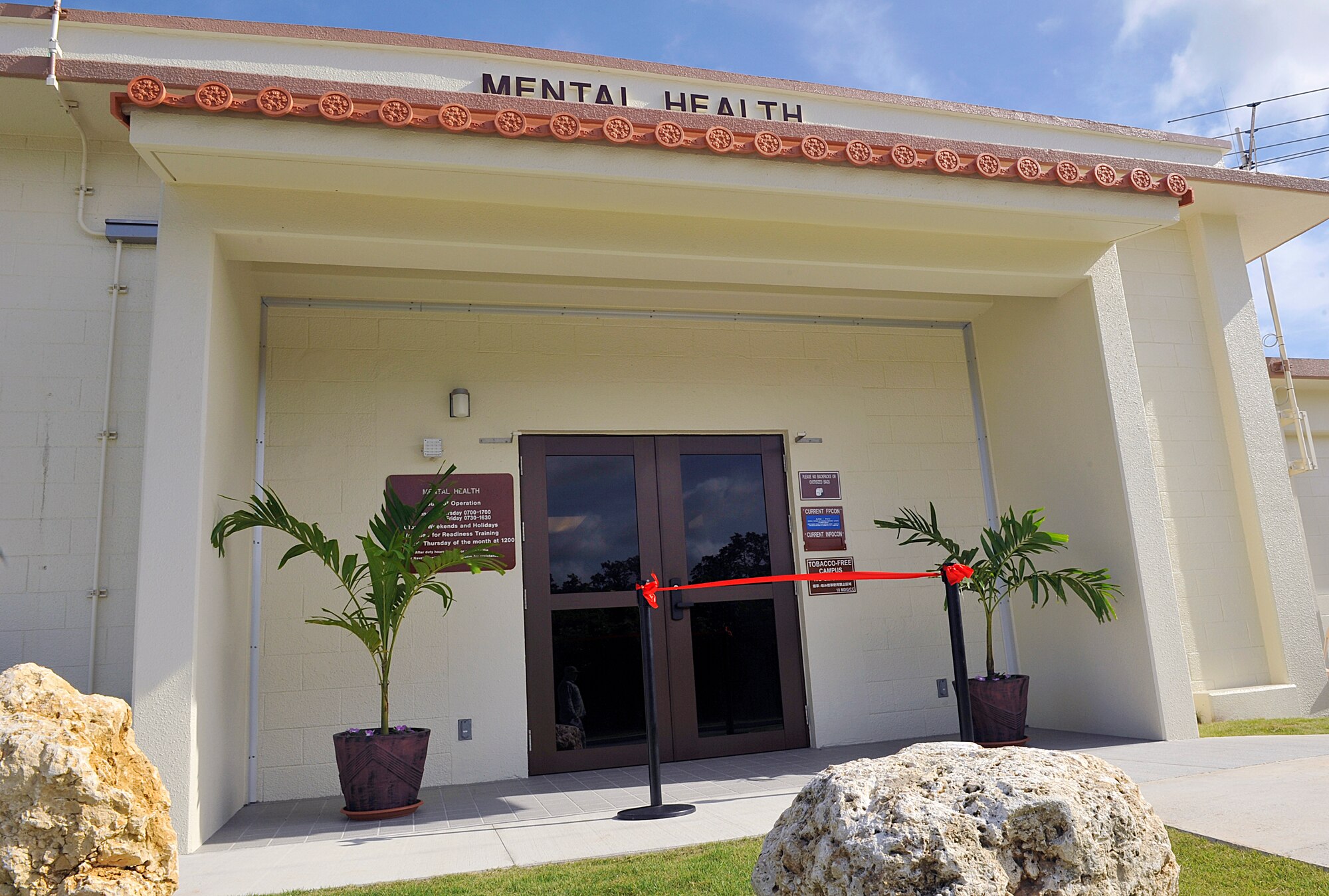 The Mental Health Clinic's newly renovated facility on Kadena Air Base, Japan, opened July 1, 2015. The Kadena Mental Health Clinic serves the mental health needs of more than 16,000 joint service beneficiaries, including U.S. Air Force, Army, Navy active duty service members, retirees, Department of Defense Dependents Schools civilians and their families. (U.S. Air Force photo by Naoto Anazawa)