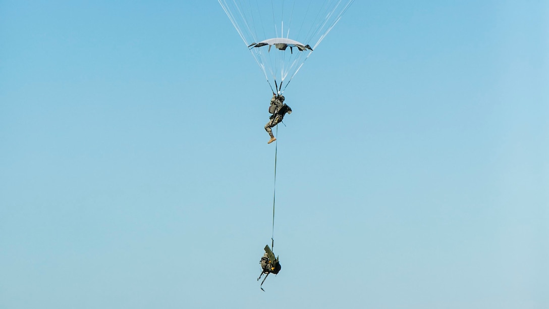Engineers with the 6th Brigade Engineer Battalion, 4th Brigade Combat Team, 25th Infantry Division, parachute into Allen Army Airfield at Fort Greely, Alaska, as part of Exercise Northern Edge June 17, 2015. Northern Edge 2015 is Alaska’s premier joint training exercise designed to practice operations, techniques and procedures as well as enhance interoperability among the services. Thousands of airmen, soldiers, sailors, Marines and Coast Guardsmen from active duty, reserve and National Guard units are involved.